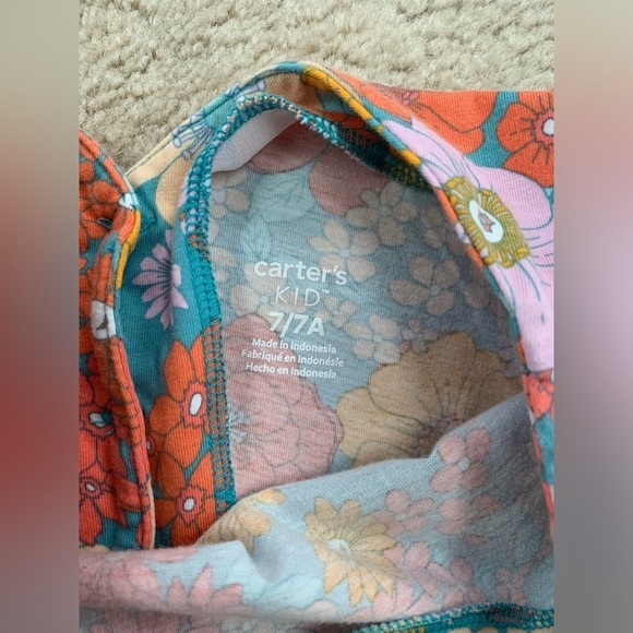 Carter's Size 7 Floral Open Back Short Sleeve Dress - Picture 3 of 6